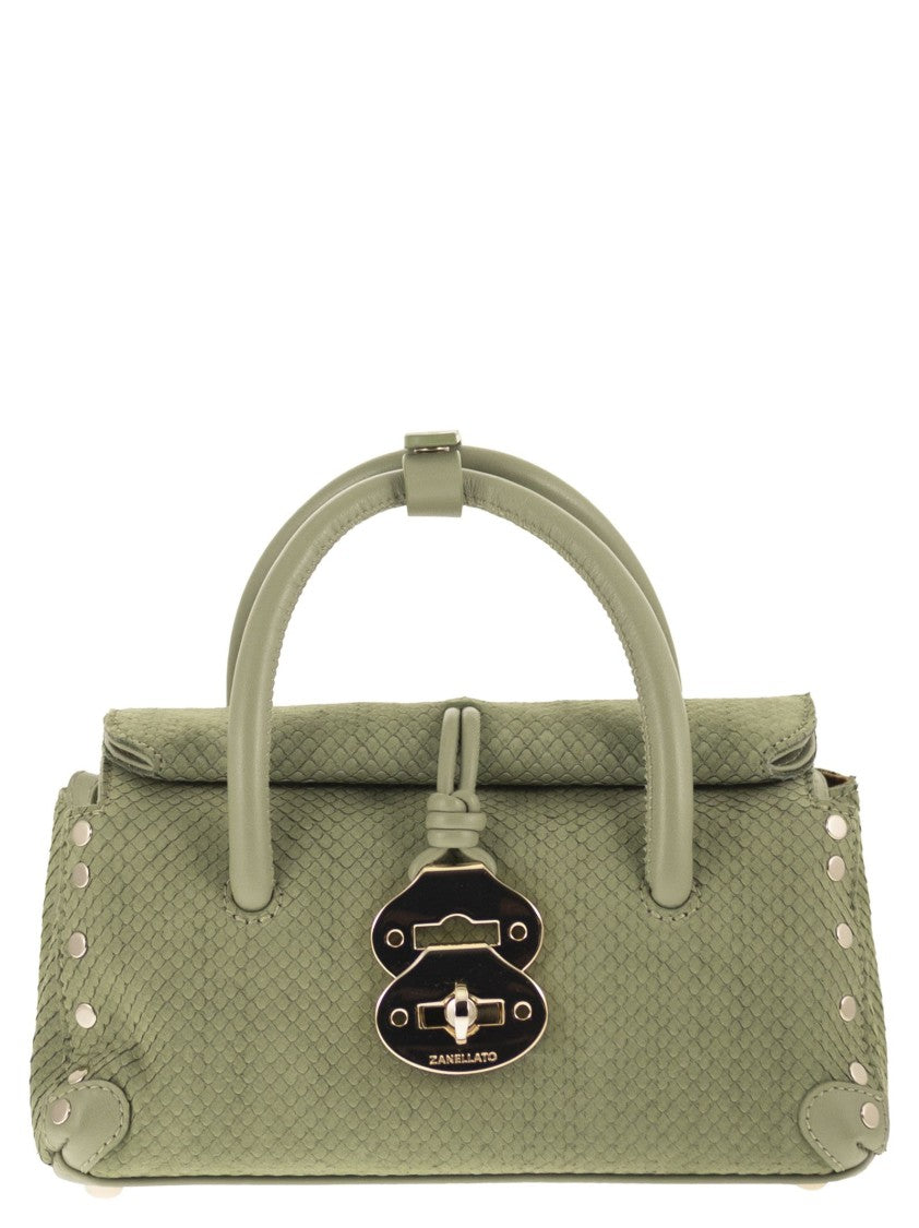 Zanellato Ayers Print Leather Bag With Gold Twist-Lock Closure
