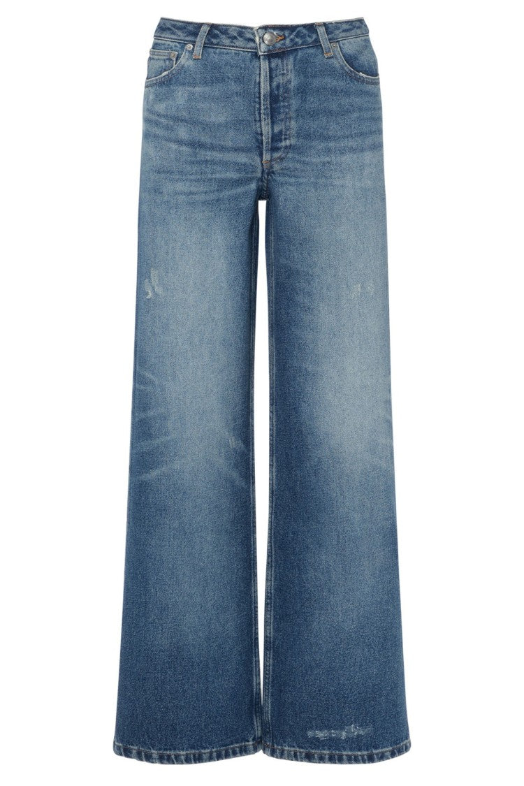 A.P.C. Indigo Blue Elisabeth High Waist Wide-Leg Cotton Jeans