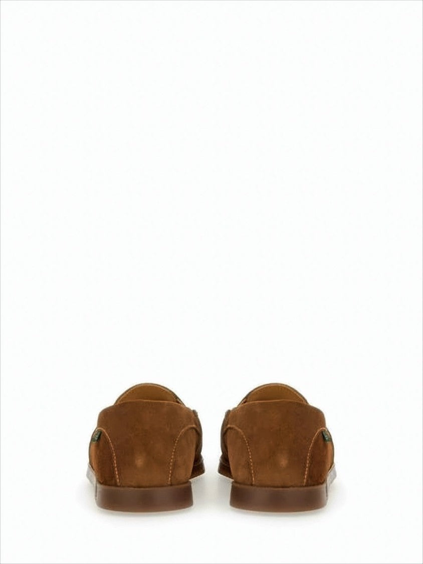 Paraboot Brown Suede Loafers With Moccasin Toe Design