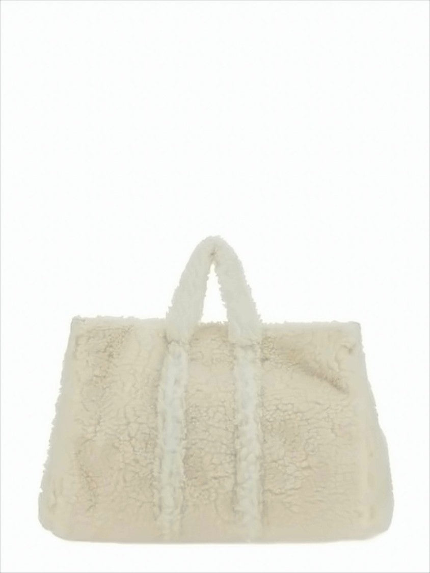 Sunnei Textured Cream Tote Bag With Detachable Strap