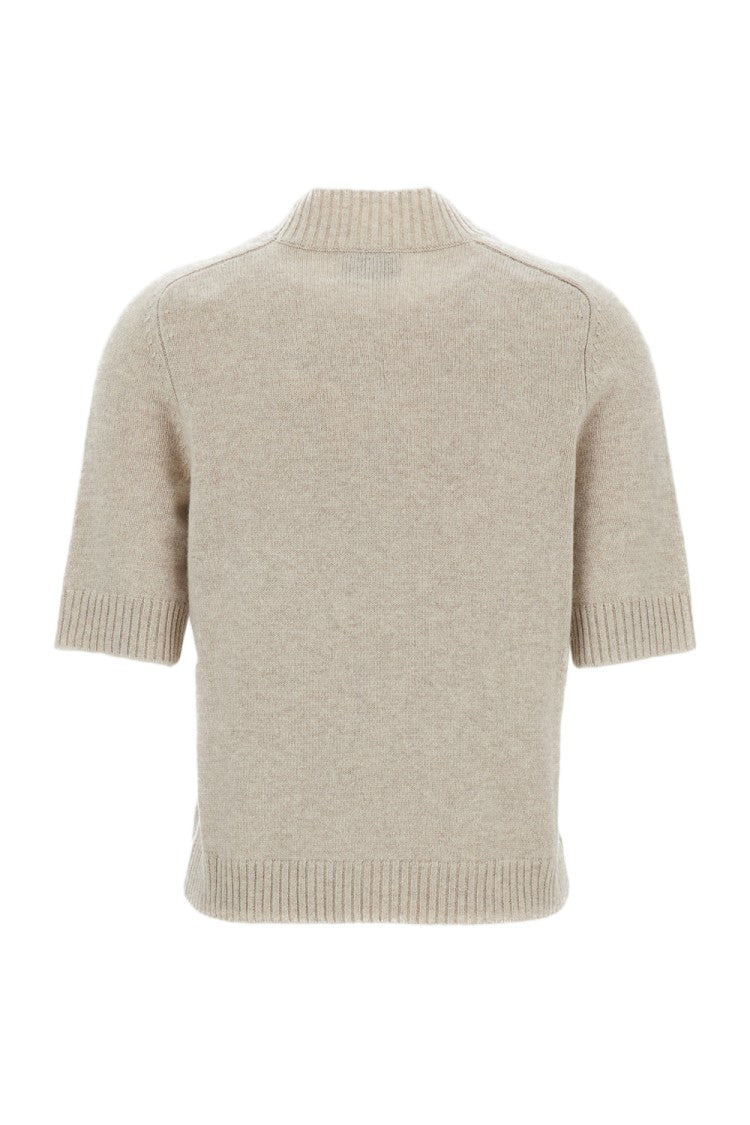 Loulou De Saison Beige Cashmere Saddle-Sleeve Crewneck Top