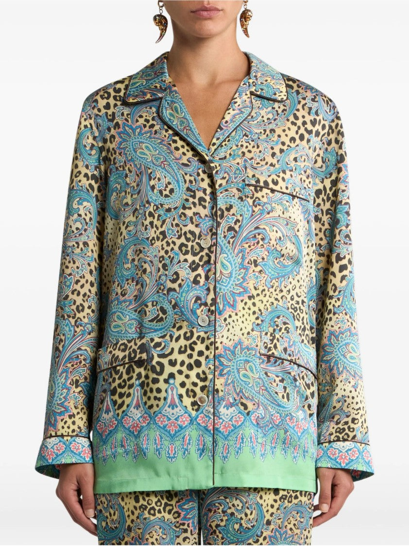 Etro Multicolor Paisley Animalier Pijama Shirt