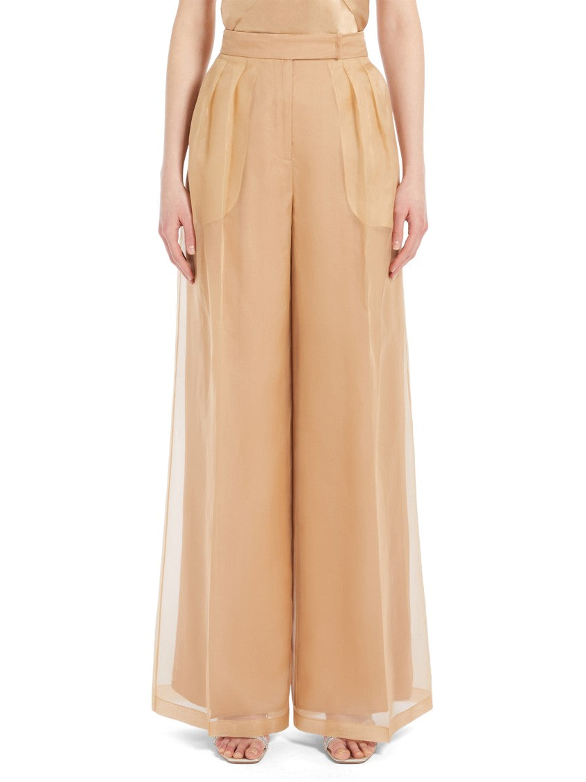 Max Mara Wide-Leg Trousers In Sheer Organza With Pleated Detailing
