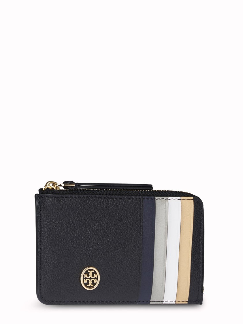 Tory Burch Robinson Pebbled Zip Card Case