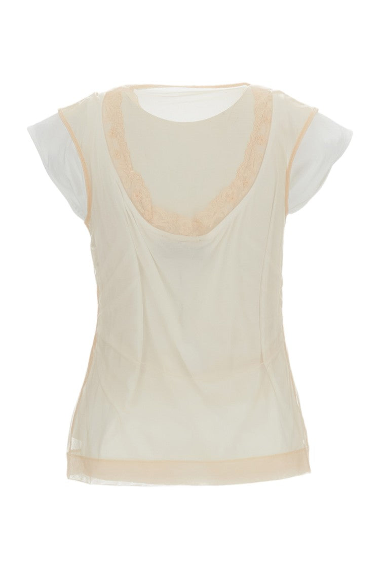 Simone Rocha Layered Cotton And Tulle Top With Crystal Embroidery