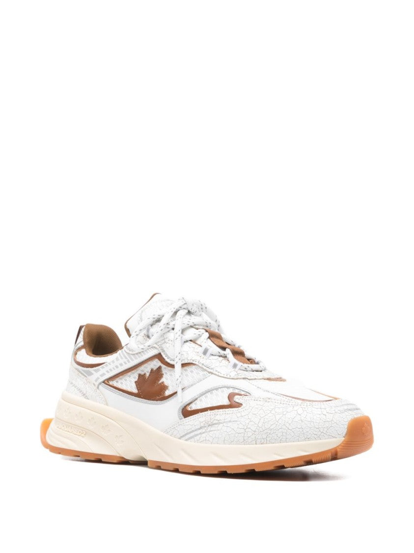 Dsquared2 White Ridged Rubber Sole Lace Sneakers