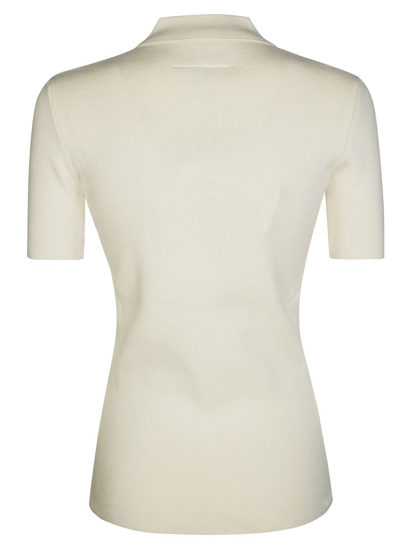 Mm6 By Maison Margiela Ribbed Texture Fitted Chest Pocket Polo Shirt