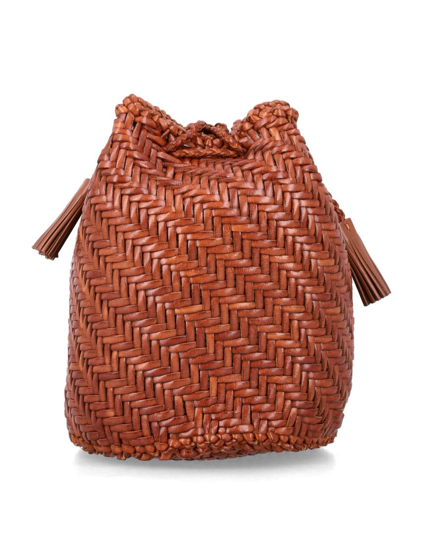Dragon Diffusion Pompom Woven Bucket Bag