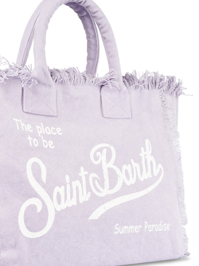 Mc2 Saint Barth Spacious Fabric Shoulder Bag With Fringed Edges
