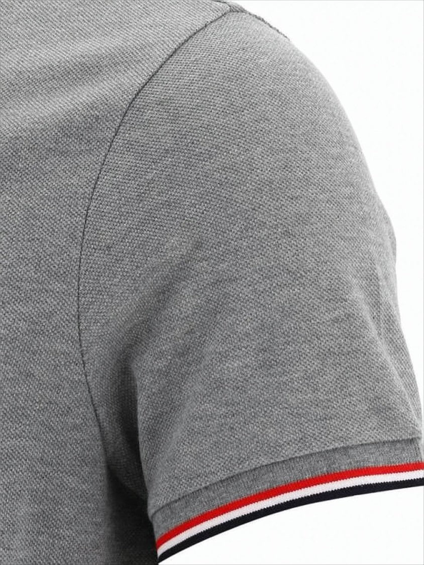 Moncler Textured Knit Grey Polo Shirt