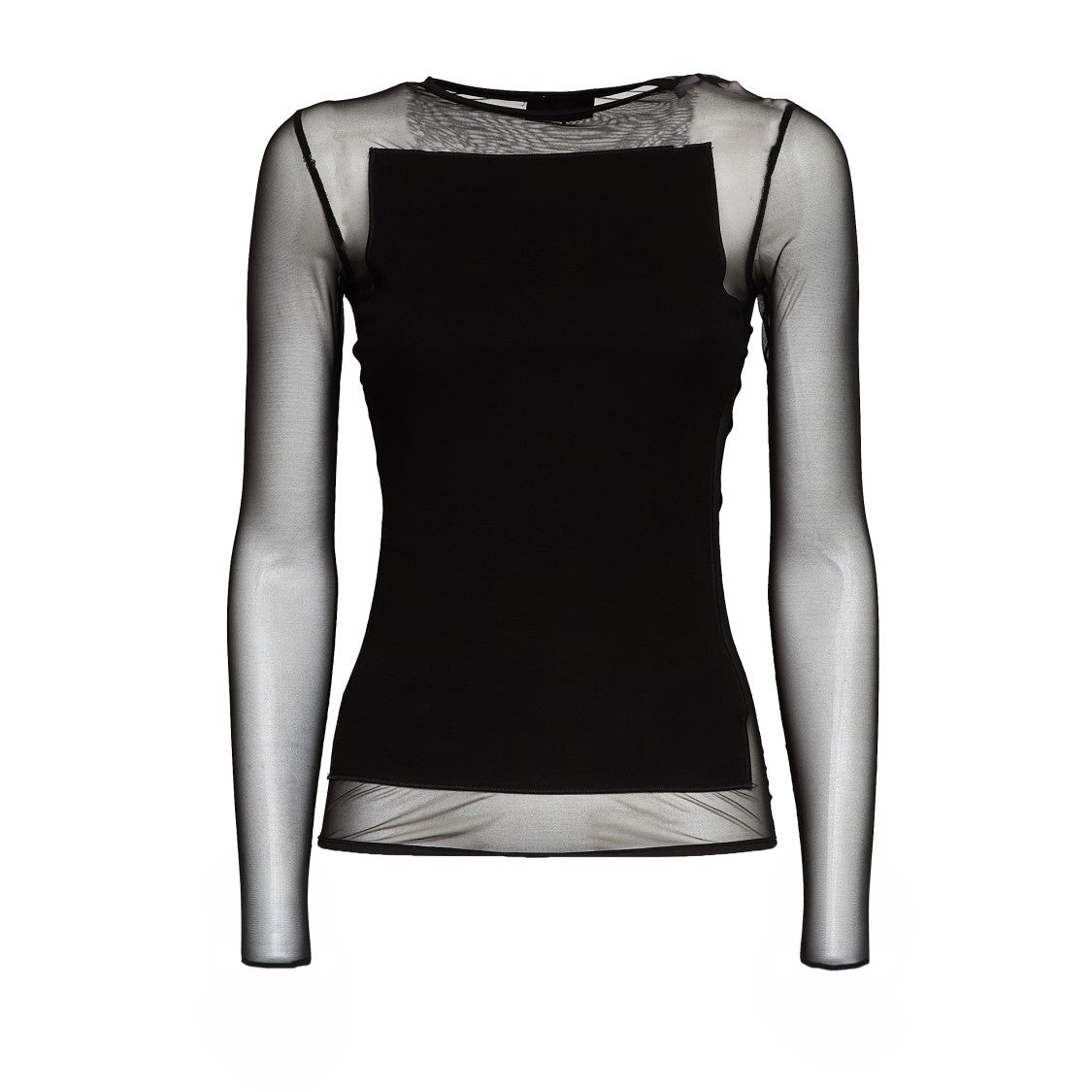 Dondup Slim-Fit Long Sleeve Top With Sheer Tulle Sleeves
