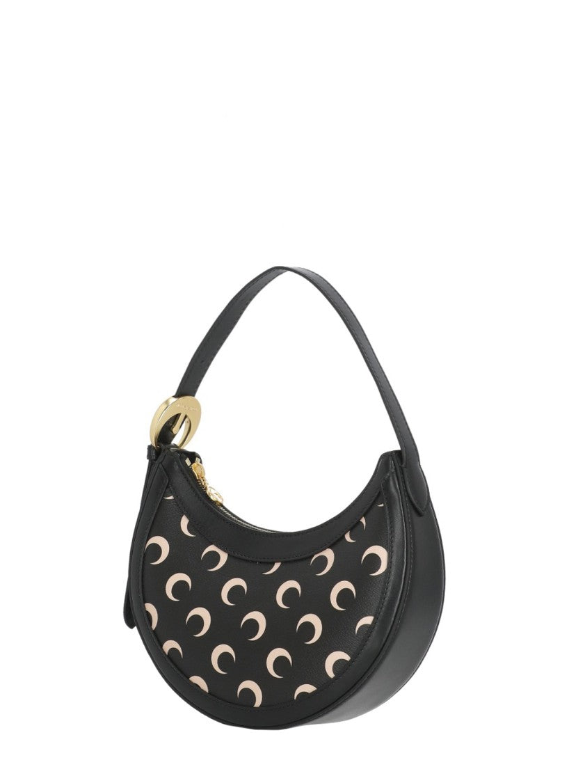 Marine Serre Crescent-Shaped Leather Shoulder Bag With Adjustable Handle