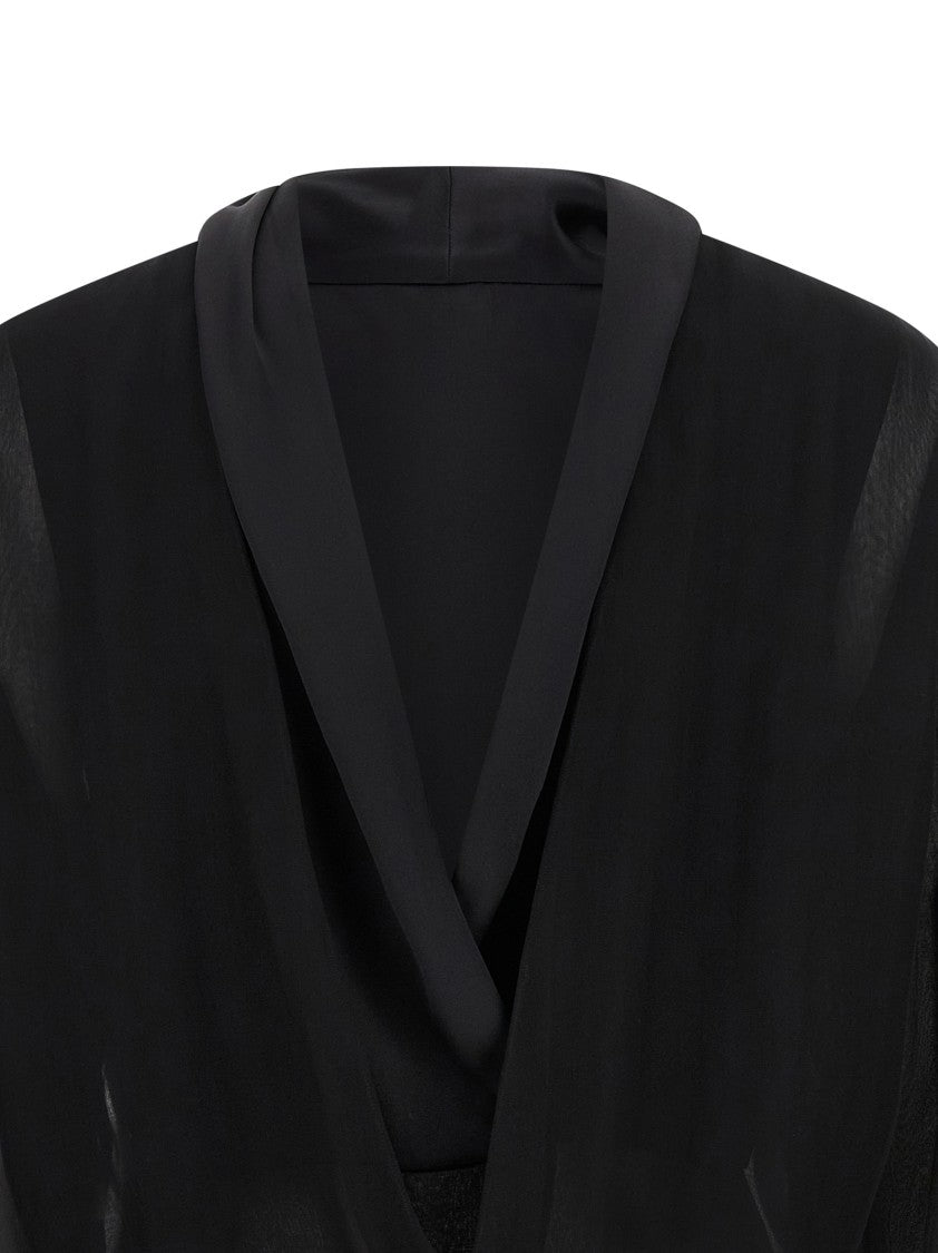 Alberta Ferretti Reversible Silk Chiffon Shirt With Unique Crossed Closure