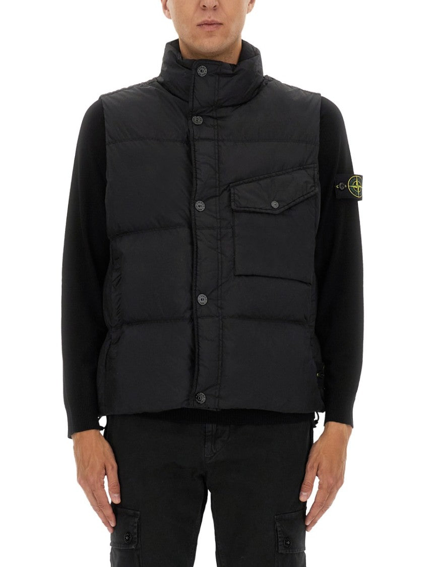 Stone Island Quilted Vest With High Collar