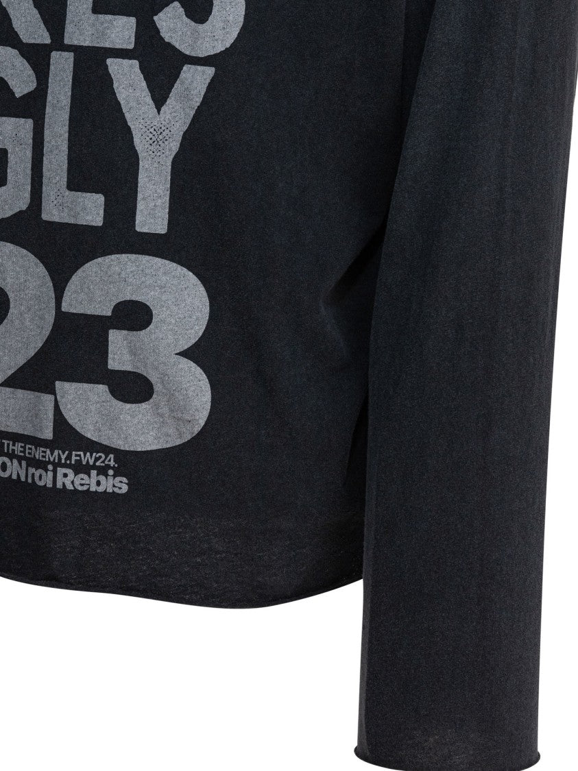Rrr123 Cropped Black Long-Sleeve T-Shirt