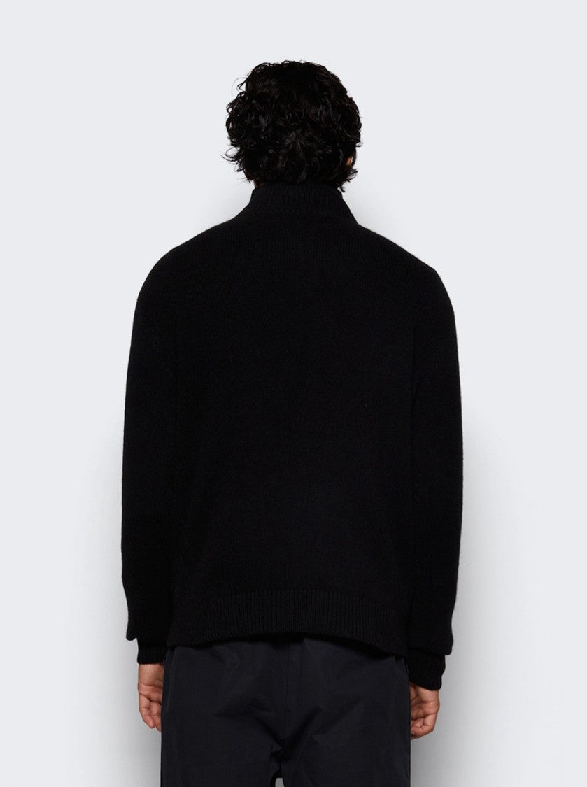 The Elder Statesman Relaxed Half Zip Sweater Black