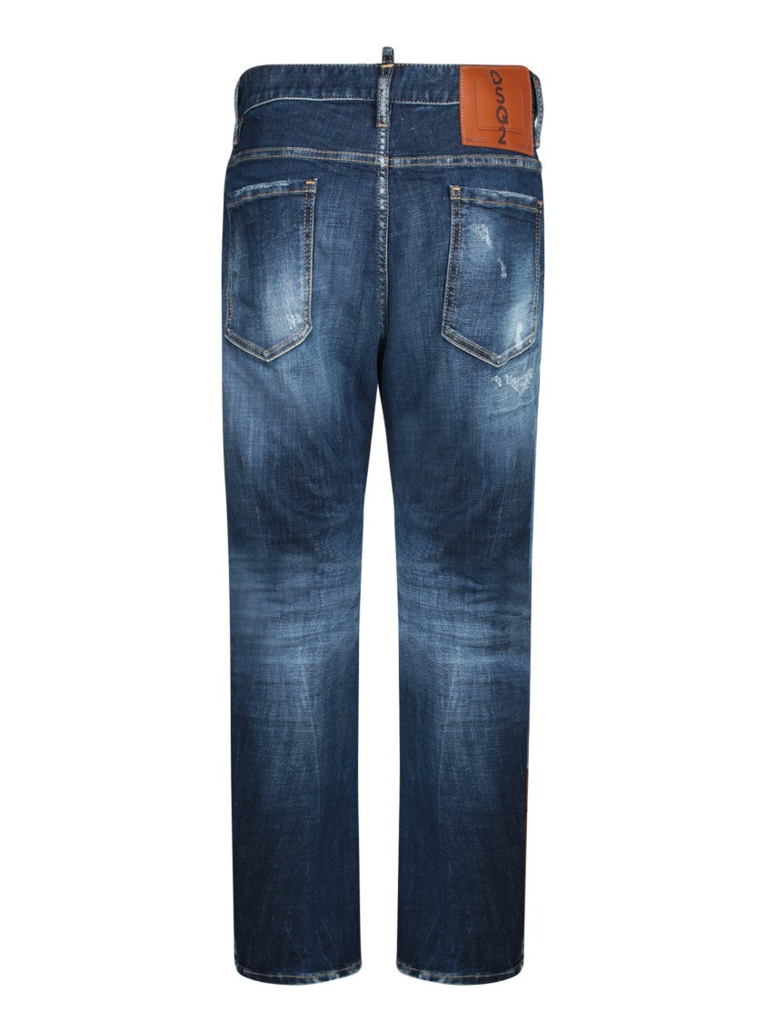 Dsquared2 Gradient Wash Denim Trousers With Distressed Detailing