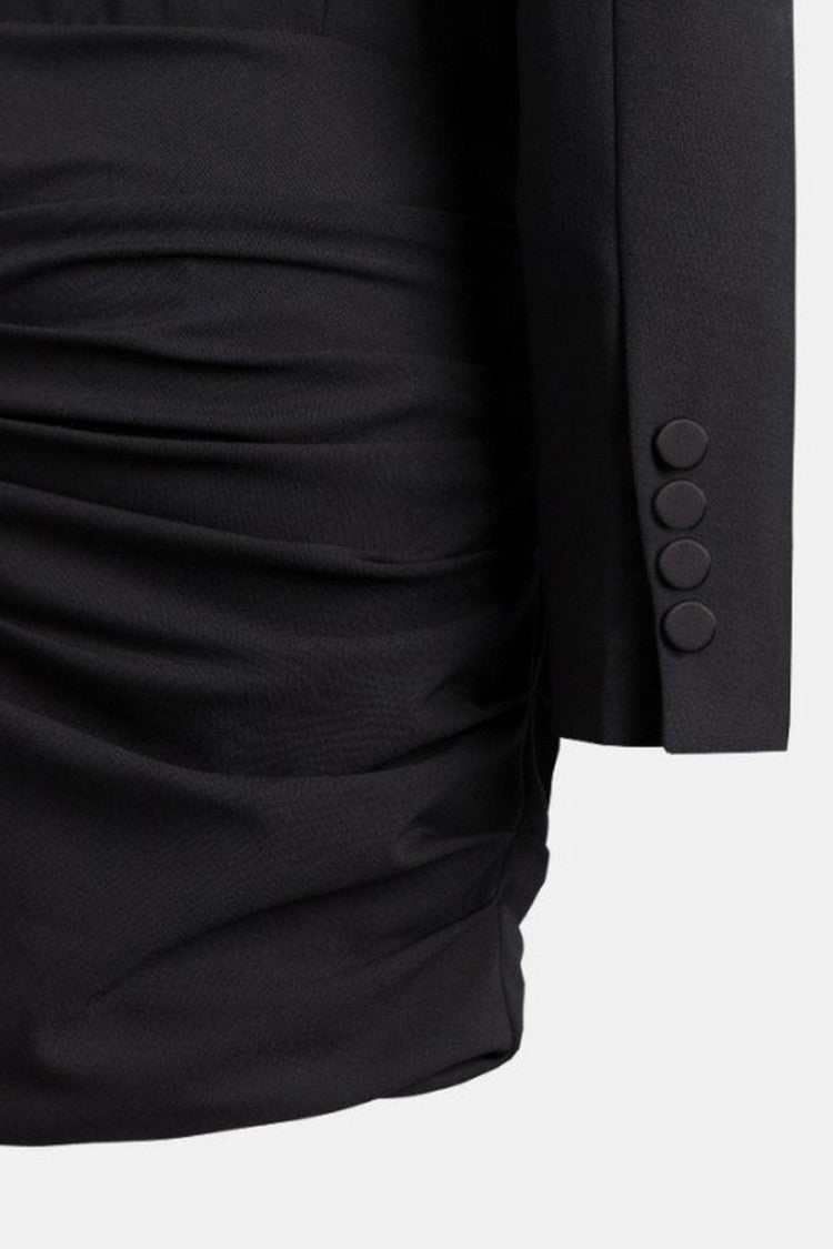 Dondup Black Asymmetric Turtleneck Viscose-Blend Sweater