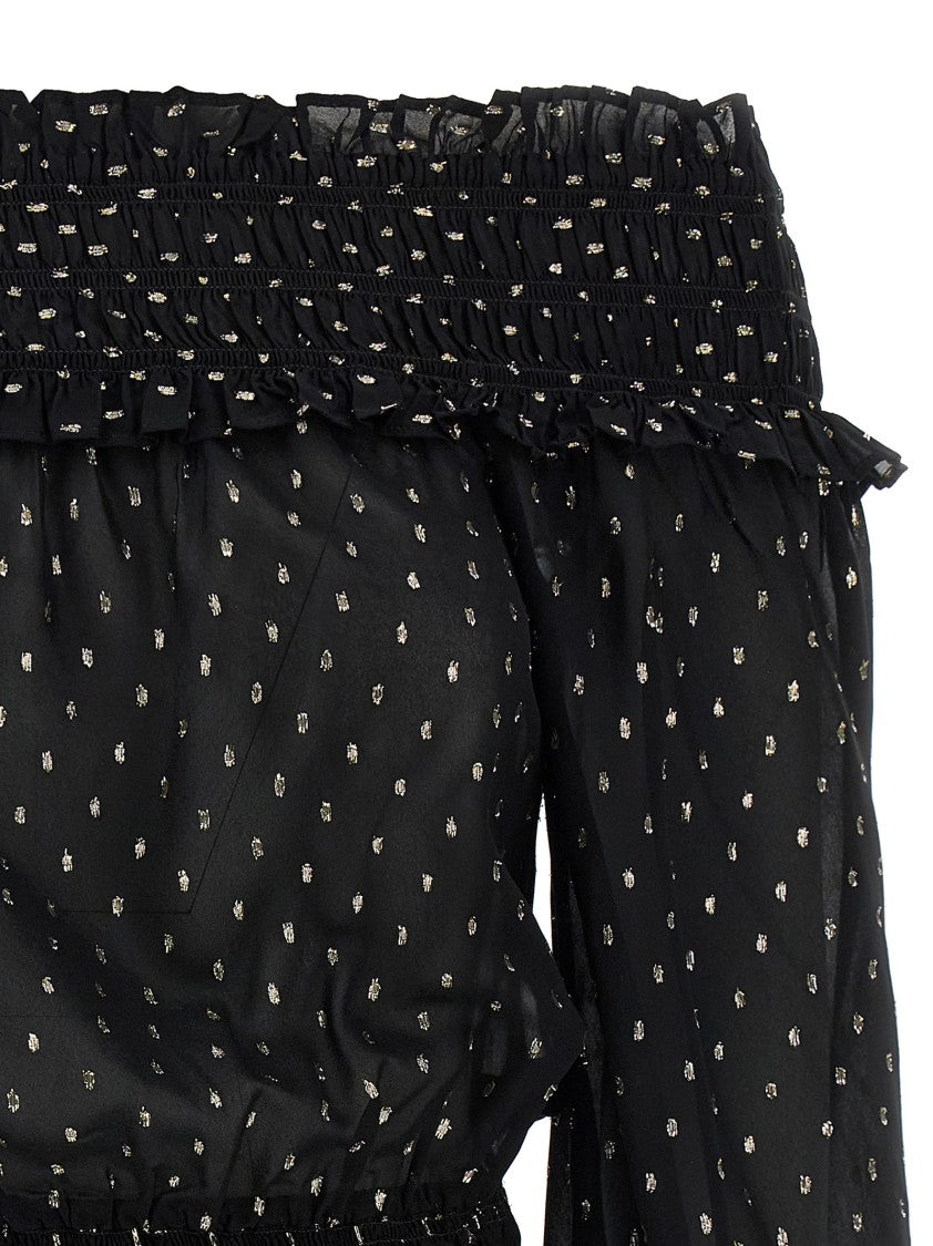 Self-Portrait 'Black And Gold Chiffon' Top