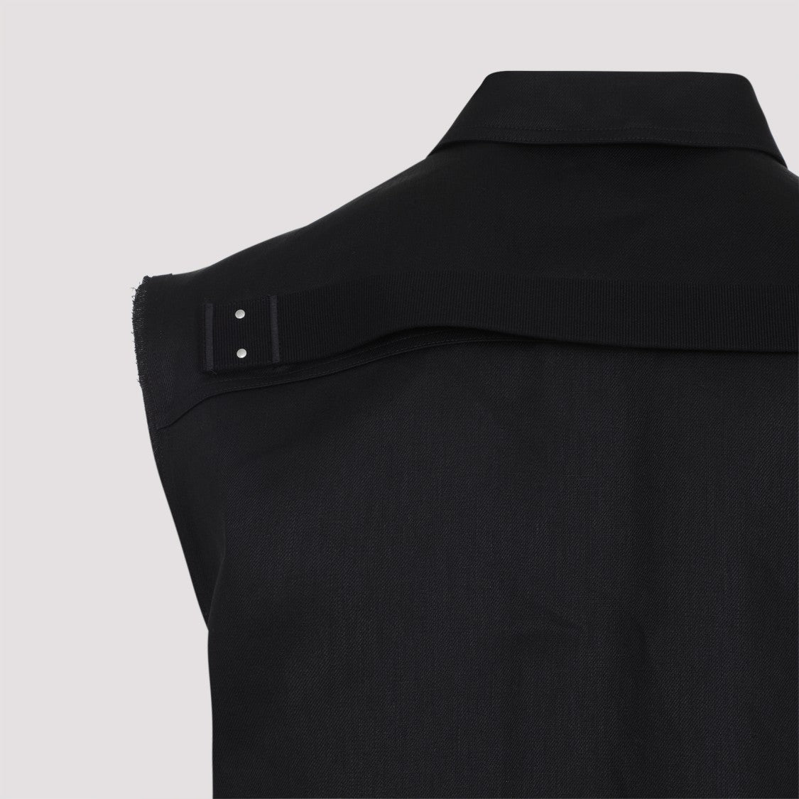 Rick Owens Black Linen Jumbo Sleeveless Outershirt With Pointed Collar