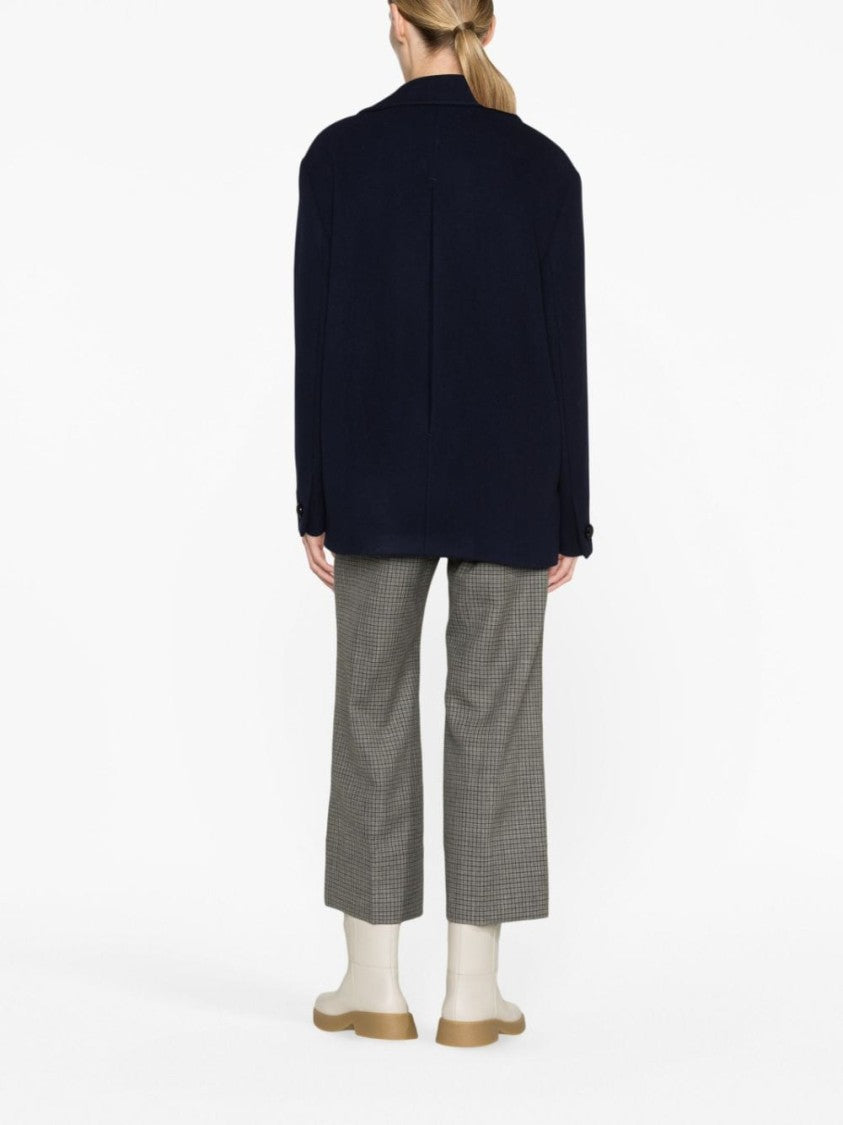 Msgm Double-Breasted Logo-Patch Jacket