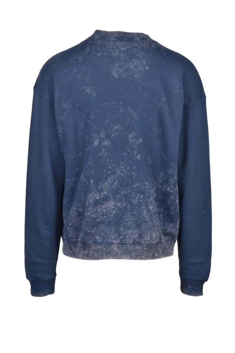 Diesel Blue/Yellow Cotton Men's Crew Neck Sweatshirt