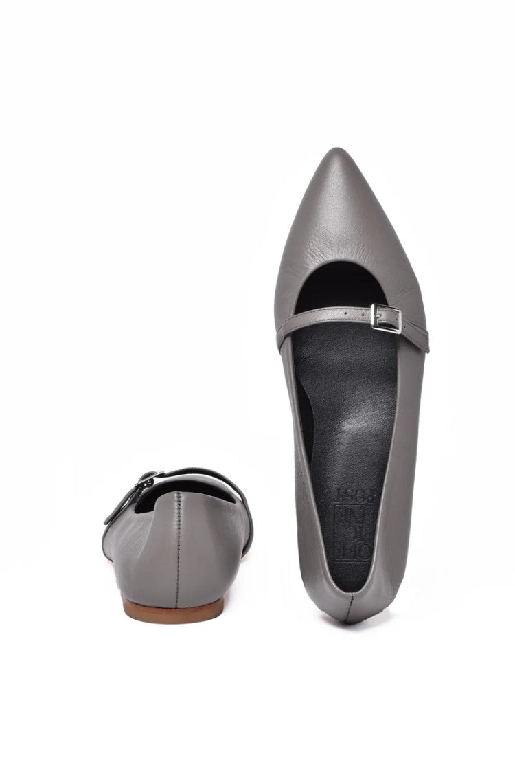 Officine X Post Leather Ballerinas - Grey