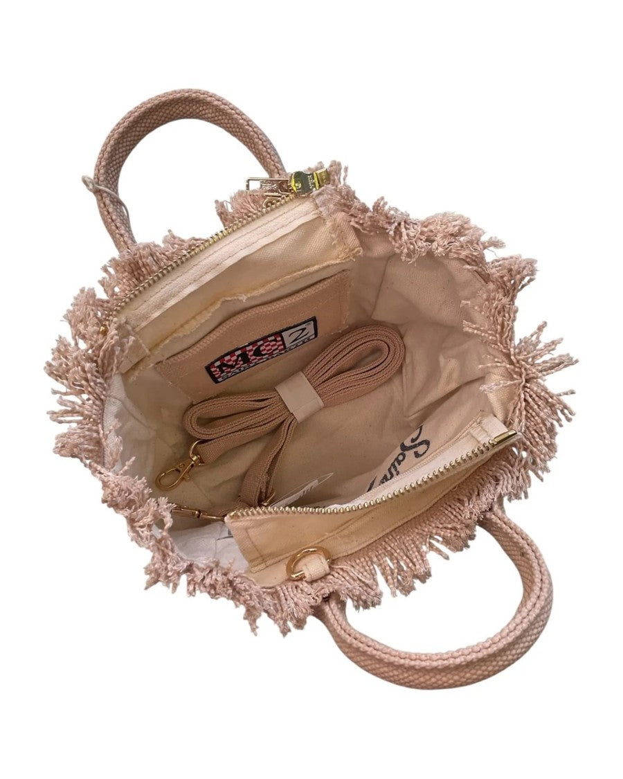 Mc2 Saint Barth Mini Cotton Canvas Vanity Bag With Signature Logo