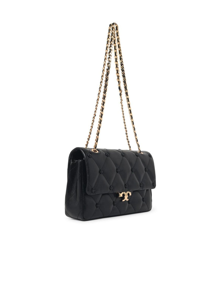 Tory Burch Black Bunny Knot Quilted Nappa Leather Shoulder Bag