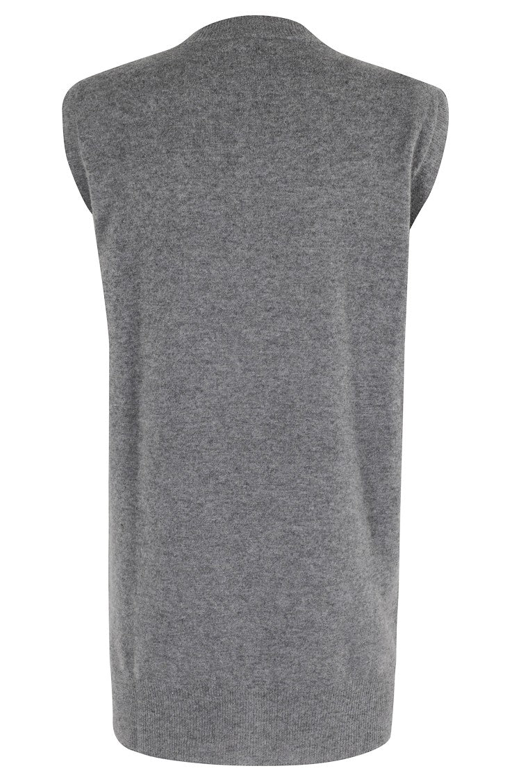 Alysi V-Neck Knit Vest With Central Button Closure