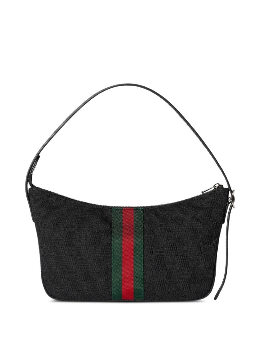 Gucci Black Compact Shoulder Embossed Patterns Stripe Bag
