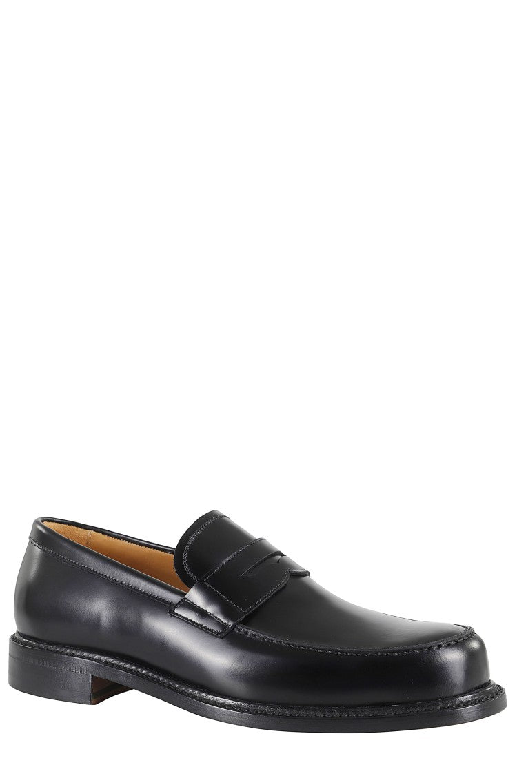 John Spencer Black Rois Shiny Penny Finish Leather Loafers