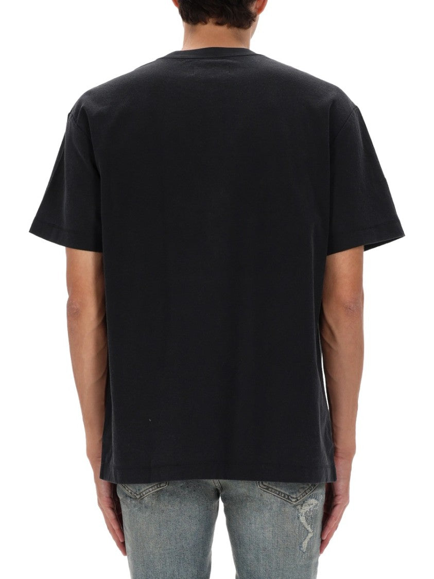 Purple Brand Black Short-Sleeve Distressed Logo T-Shirt
