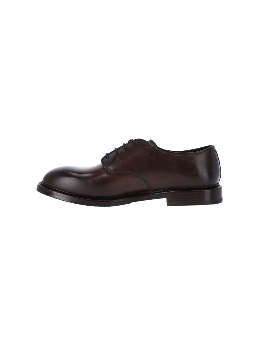 Premiata Dark Brown Leather Lace-Up Derby