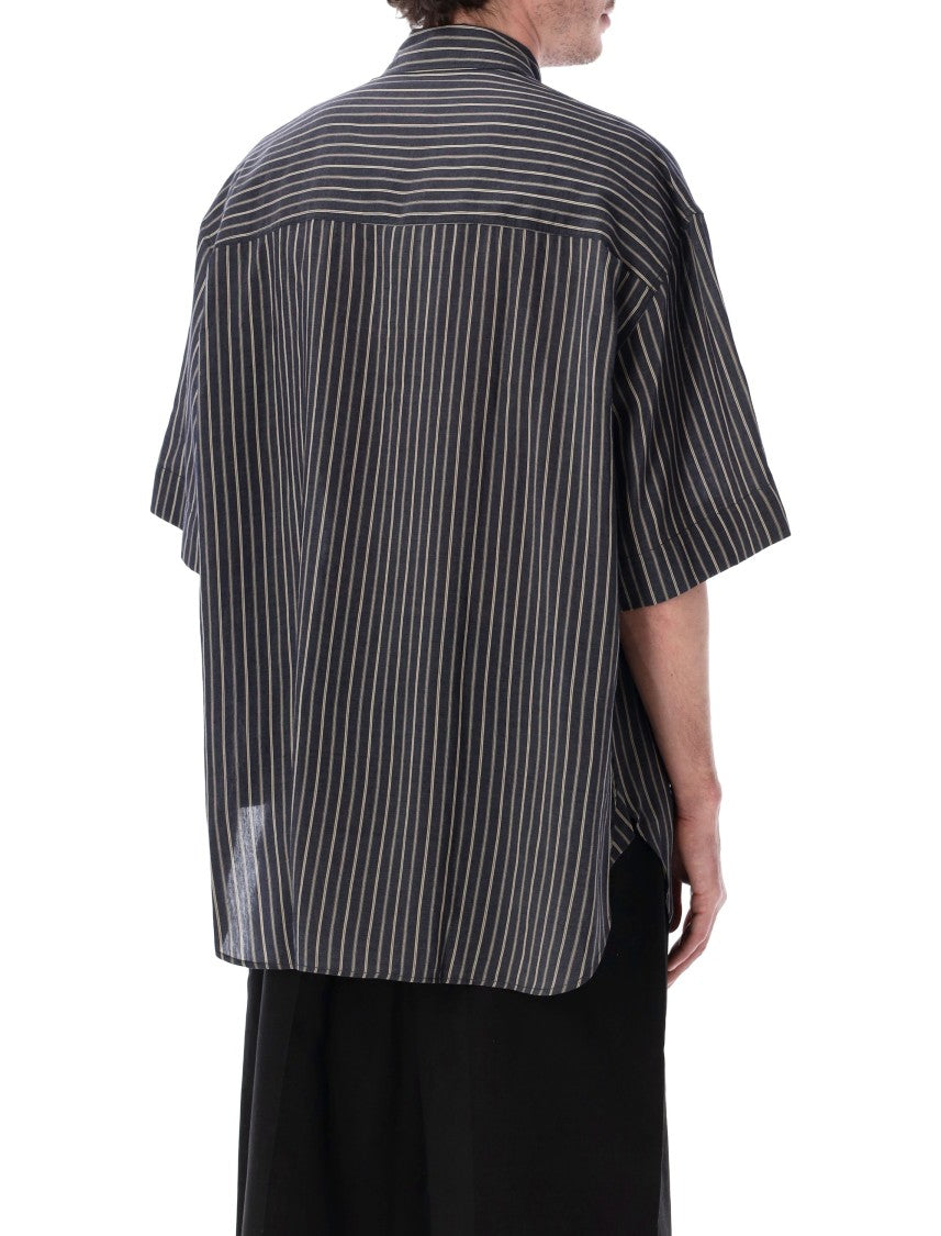 Studio Nicholson Sorono Washed Indigo Striped Casual Shirt