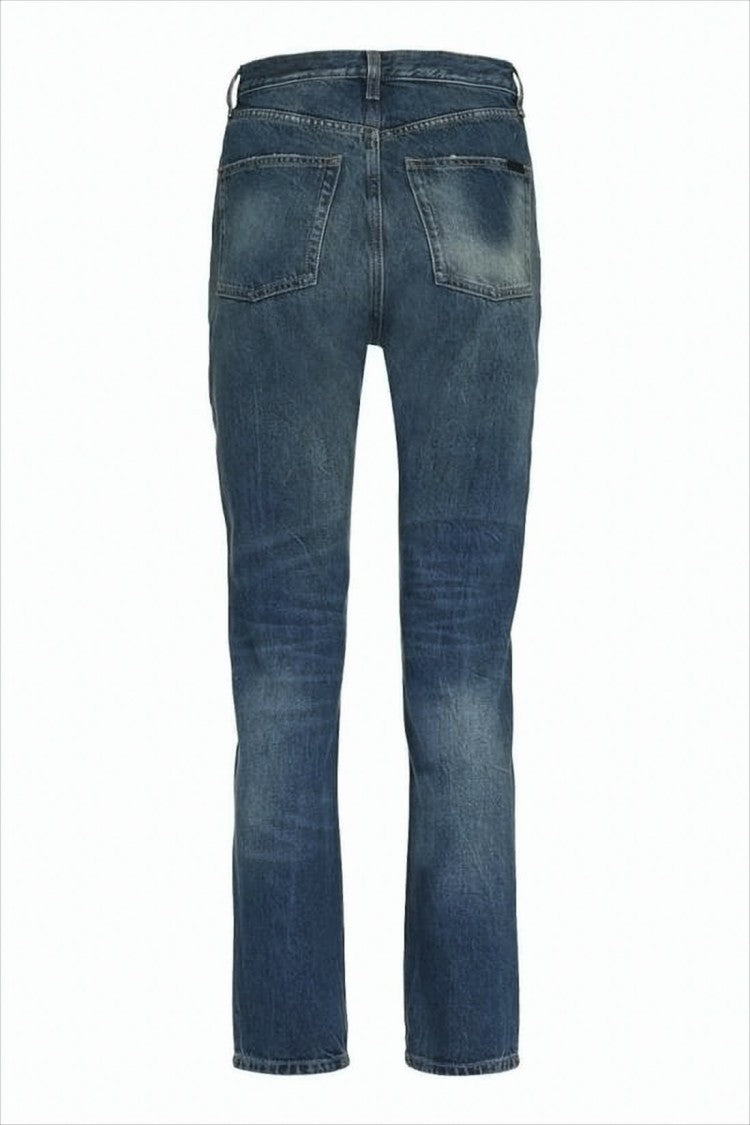 Saint Laurent Slightly Faded Blue Denim Pants With Five-Pocket Design