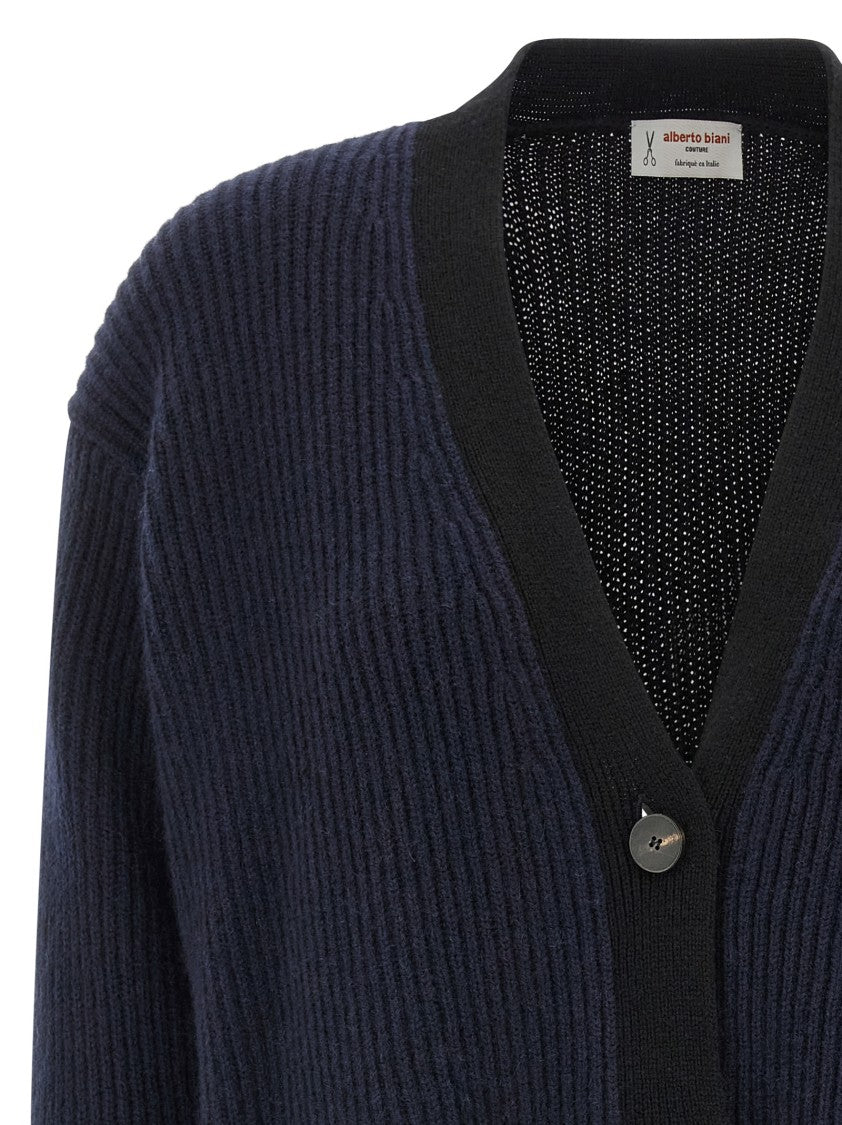 Alberto Biani Two-Tone Cashmere Cardigan With V-Neck