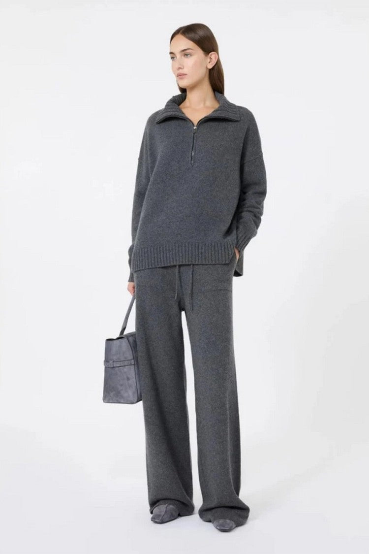Max Mara Charcoal Mxmcrasso Half-Zip Cashmere Sweater