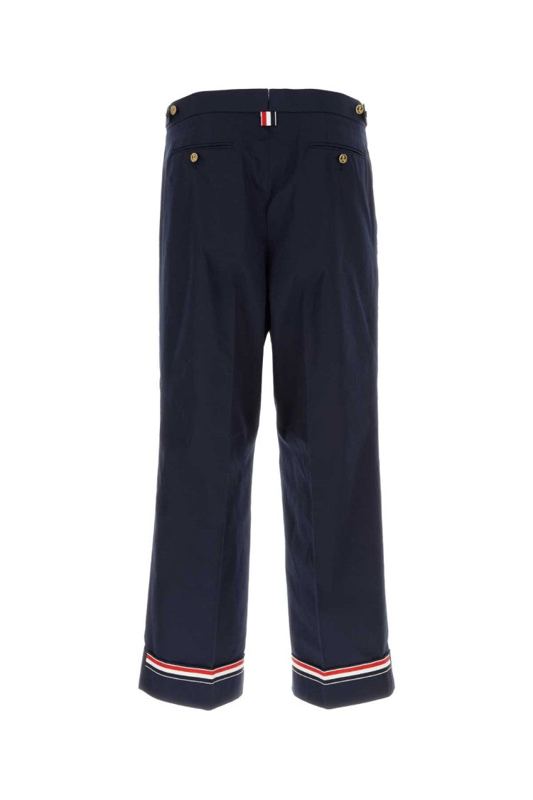 Thom Browne Navy Blue Polyester Blend Pant