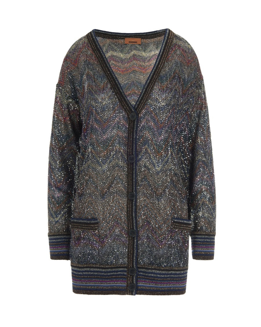 Missoni Oversized Multicolor Sequin Cardigan