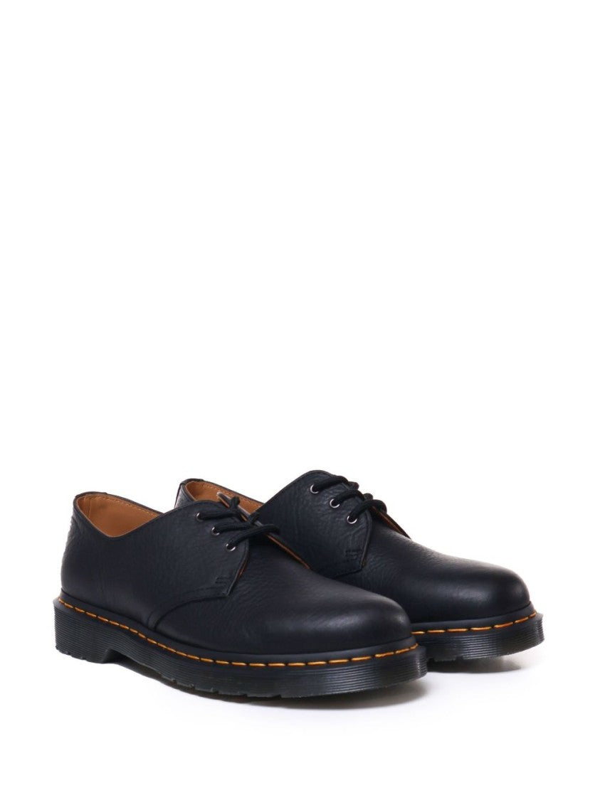 Dr. Martens Calf Leather Flats With Front Lace-Up And Round Toe