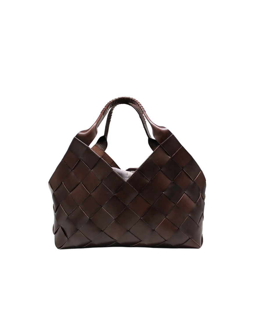Dragon Diffusion Castello Dark Brown Woven Cow Leather Shoulder Bag