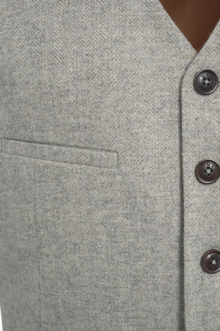 Luis Trenker Herringbone Pattern Waistcoat With Adjustable Back Panel