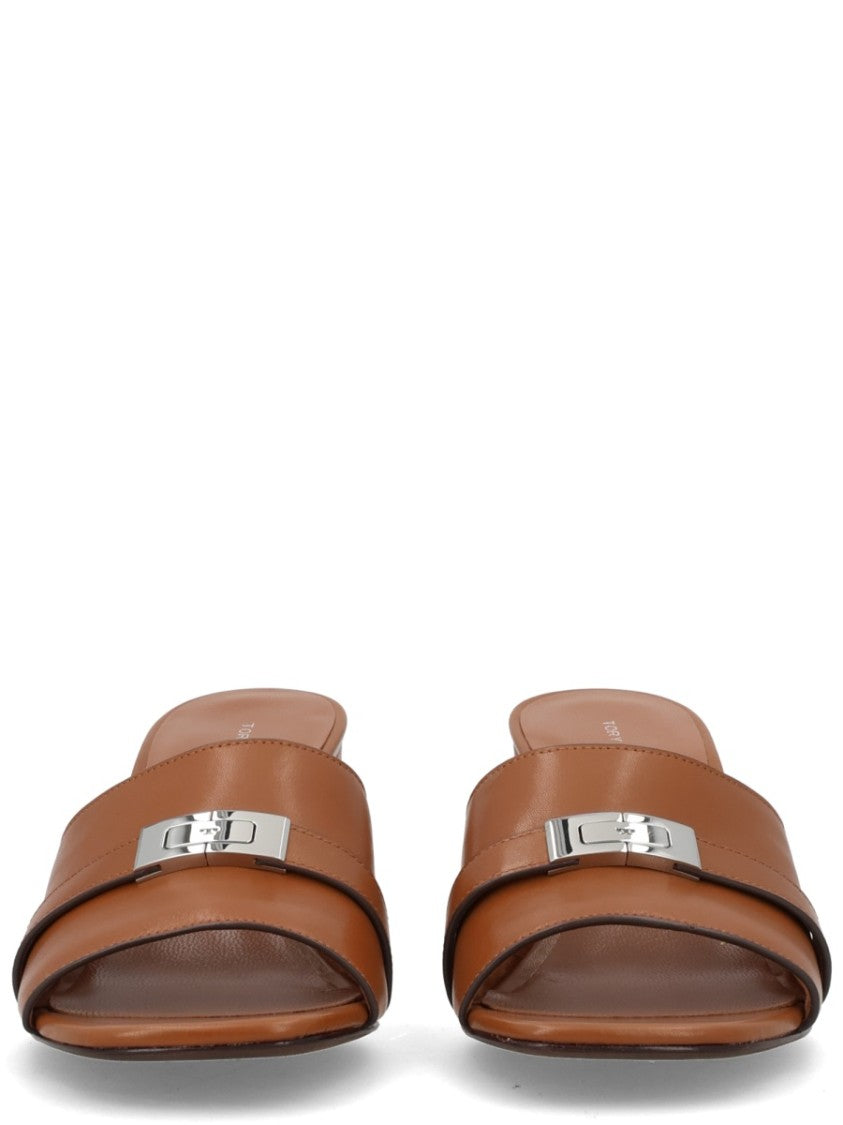 Tory Burch Leelee Bovine Leather Block Mules