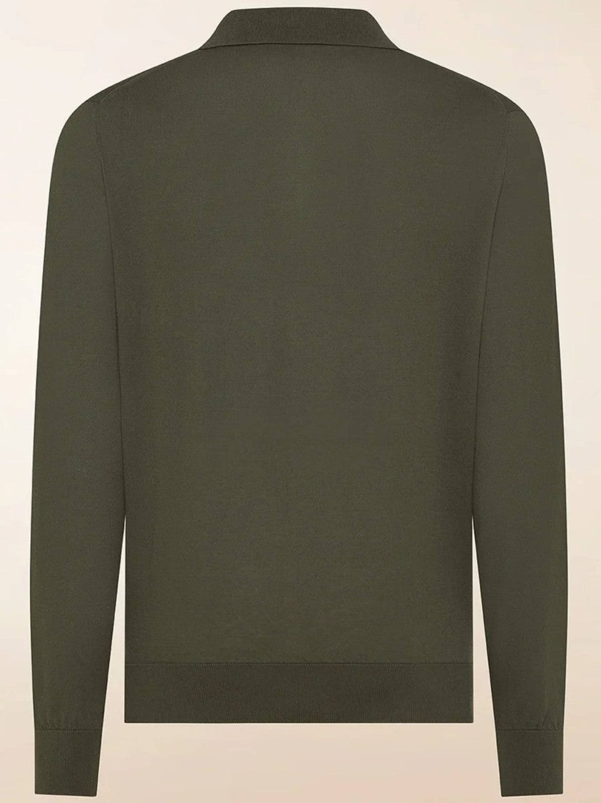Cruna Long-Sleeve V-Neck Minimalist Ribbed Polo