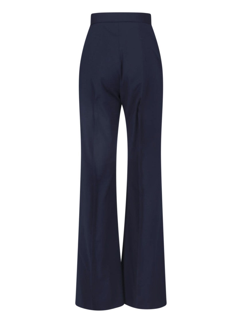 Vivienne Westwood Blue Front Pleats Virgin Wool Wide-Leg Trousers