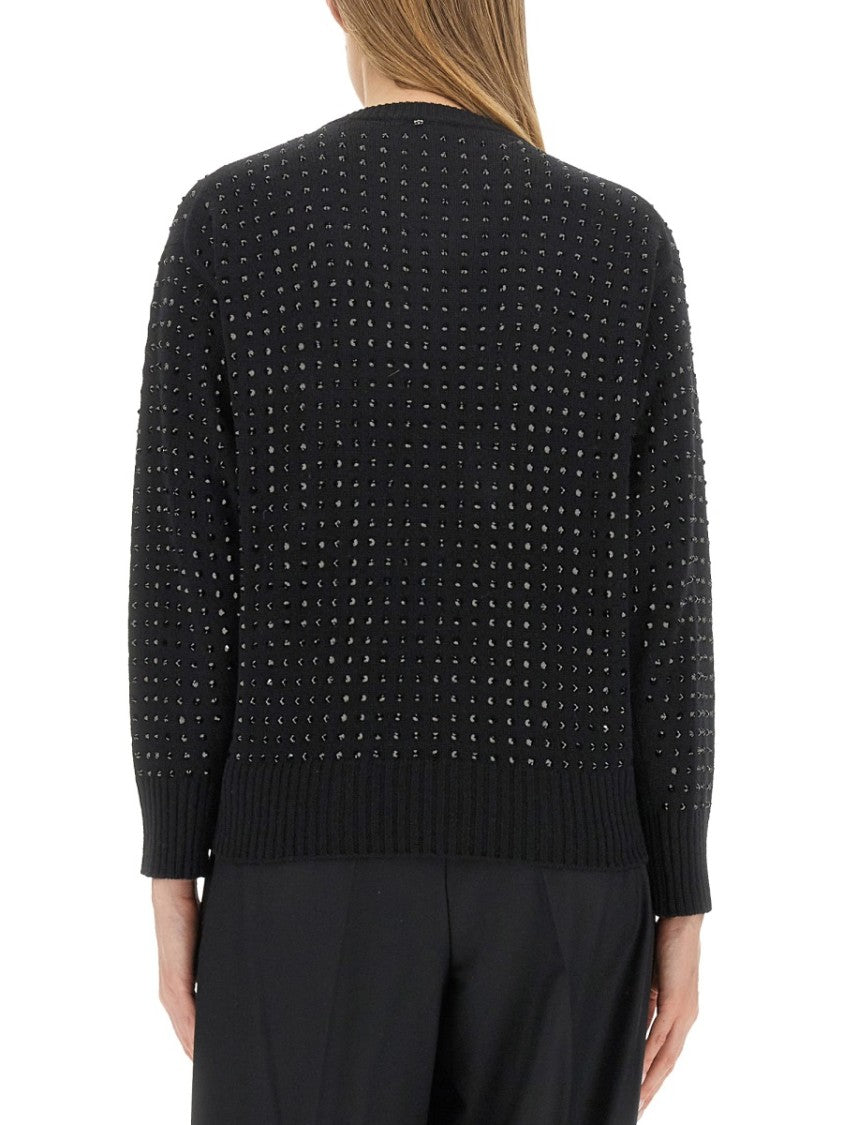 Sportmax Textured V-Neck Oversized Knit Sweater