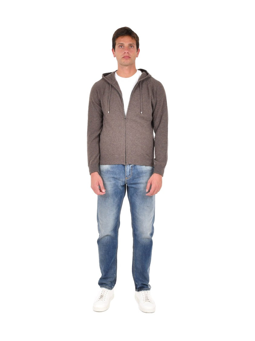 Herno Zip-Up Cardigan In Cashmere With Cozy Hood