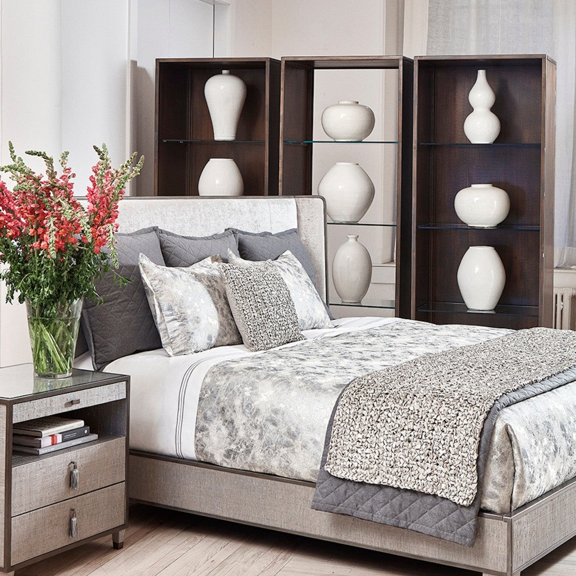 Ann Gish Flannel Coverlet Set - Grey