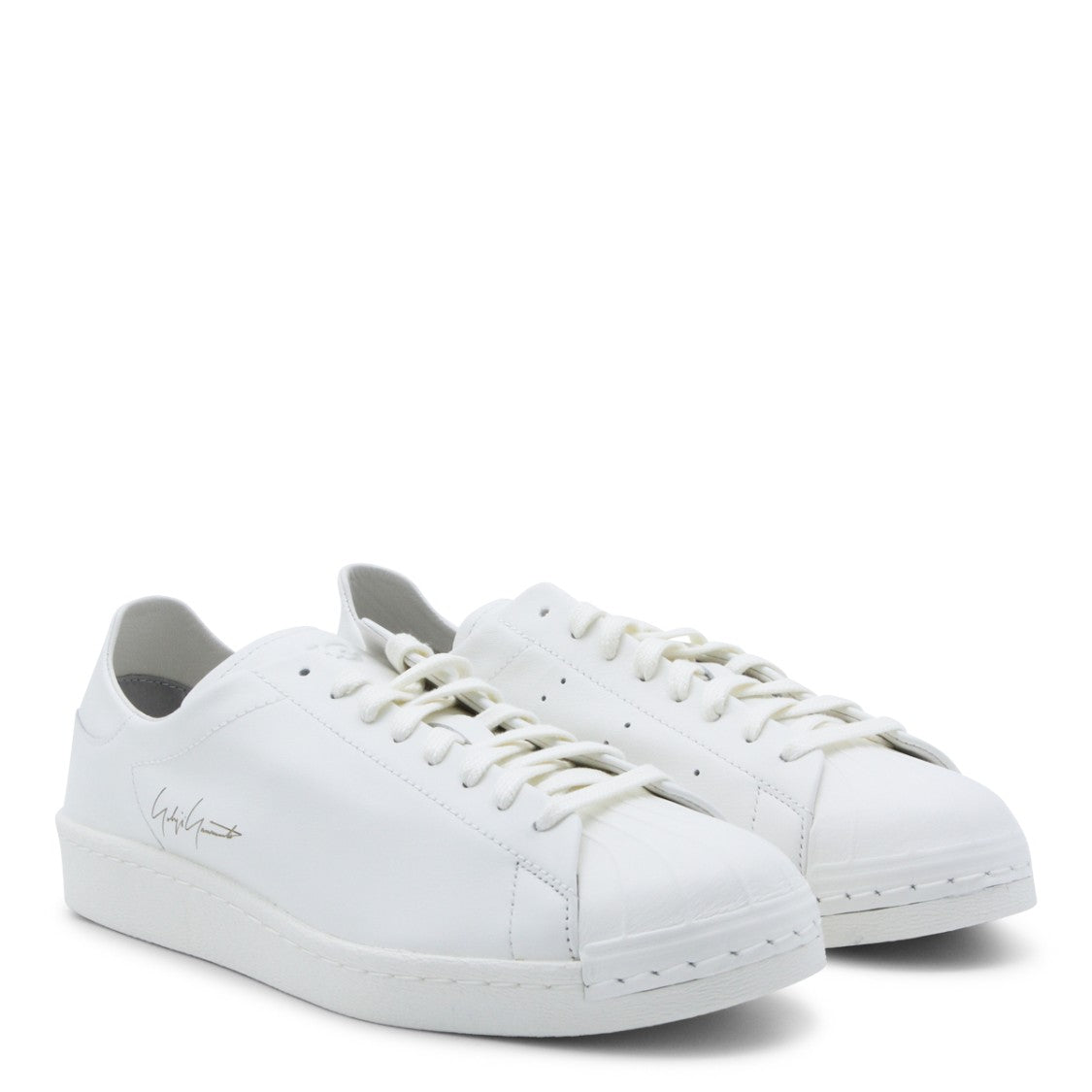 Y-3 White Leather Low-Top Sneakers